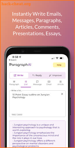 ParagraphAI: ChatGPT Writing screenshot