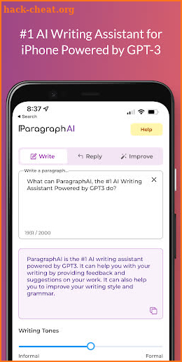 ParagraphAI: ChatGPT Writing screenshot