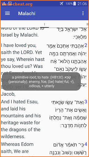 Parallel English -  Hebrew / Greek Bible screenshot