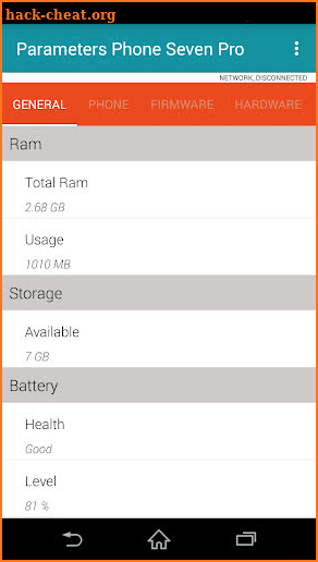 Parameters Phone Seven Pro screenshot