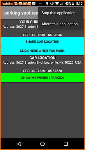 Parking spot reminder FREE screenshot