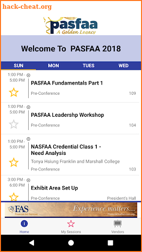 PASFAA 2018 screenshot