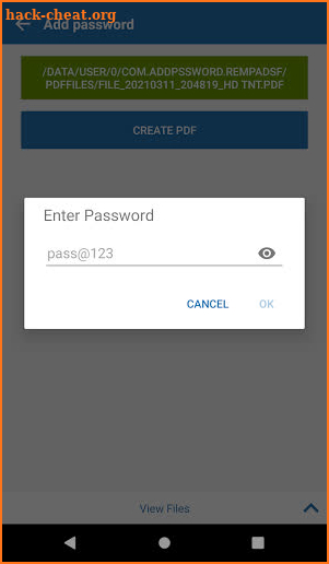 Password protect a PDF screenshot