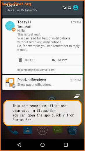 Past Notifications (Key) screenshot