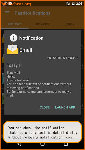 Past Notifications (Key) screenshot
