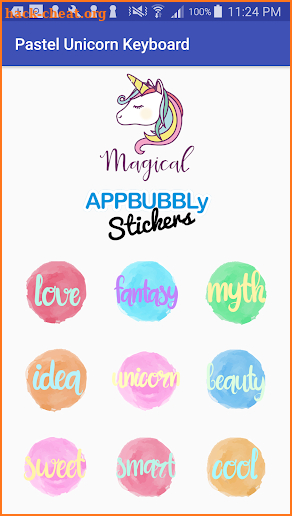 Pastel Unicorn Words Keyboard Stickers for Gboard screenshot