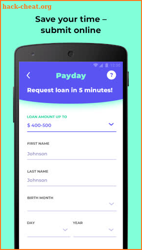 Payday loan app screenshot