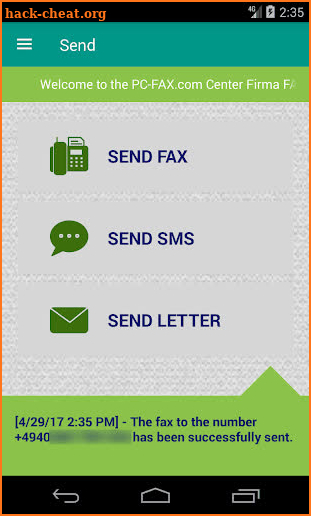 PC-FAX.com CustomerCenter screenshot