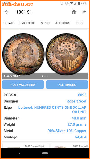 PCGS CoinFacts - Coin Images, Auctions & Prices screenshot