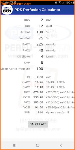 PDS Perfusion Calculator screenshot