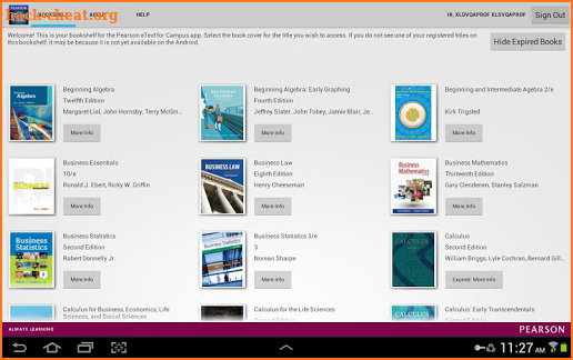 Pearson eText for Campus screenshot