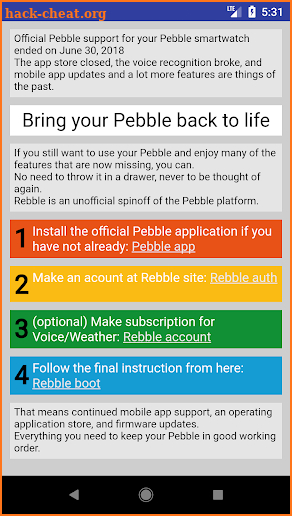 Pebble alternate App Store helper screenshot