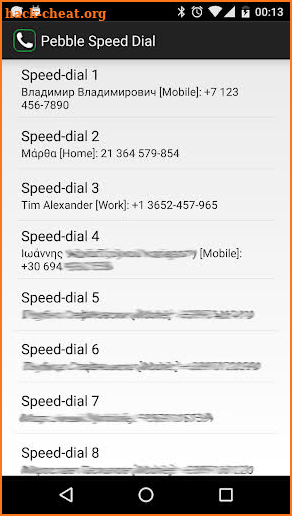 Pebble Speed Dial screenshot