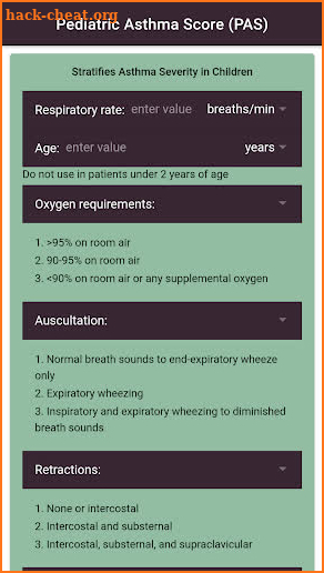 Pediatric Asthma Severity Score - Asthma Tracker screenshot