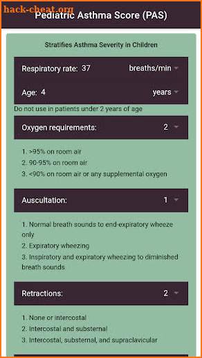Pediatric Asthma Severity Score - Asthma Tracker screenshot