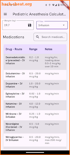 Peds Anesthesia Calculator screenshot