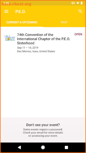 P.E.O. International Events screenshot