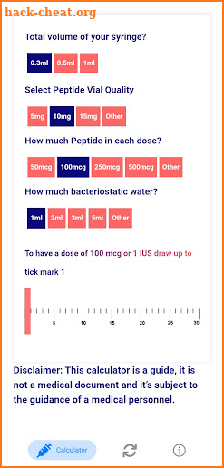 Peptide Mixing Calculator screenshot