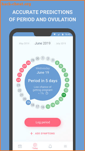 Period tracker, calendar, ovulation, cycle screenshot