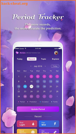 Period Tracker Rosa - Menstrual Calendar screenshot