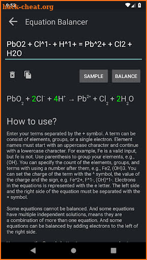 Periodic Table with Chemical Equation Balancer screenshot