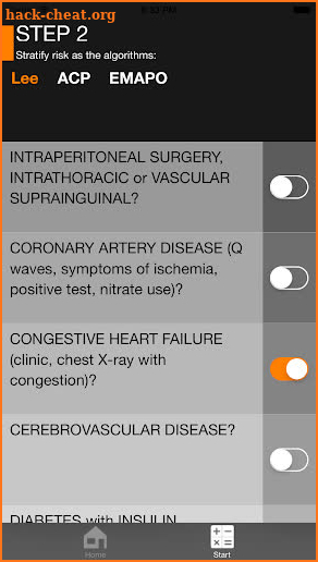 Perioperative risk screenshot