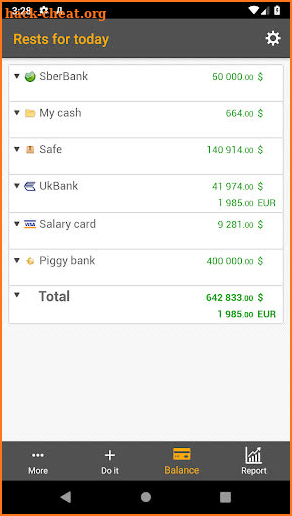 Personal finance screenshot