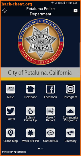 Petaluma Police Department screenshot