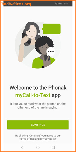 Phonak myCall-to-Text phone transcription screenshot