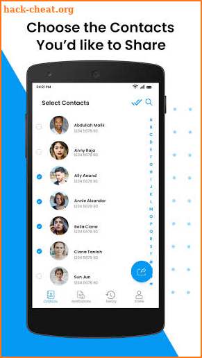 Phone Contacts Sharing Manager App screenshot