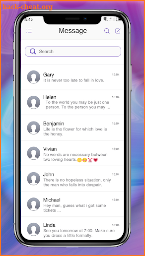 Phone X Purple - message theme screenshot