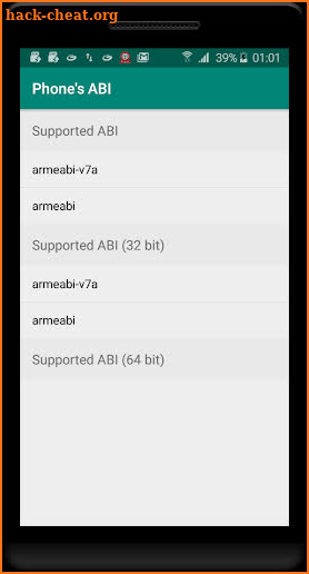 Phone's ABI (Application Binary Interface) screenshot