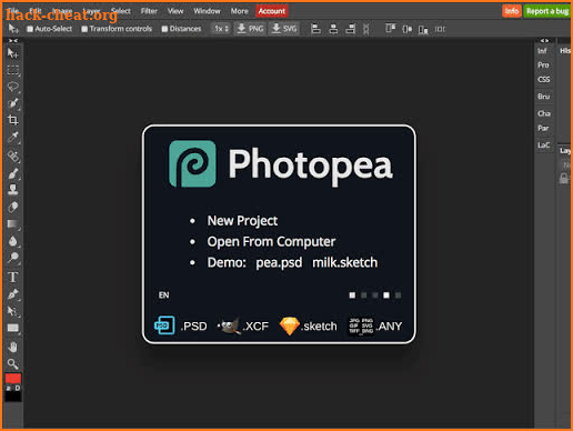 Photopea:free photo editor screenshot
