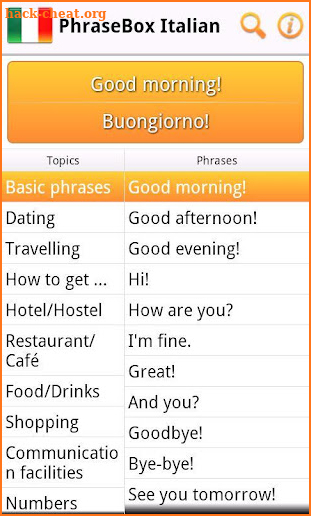Phrasebook Italian screenshot