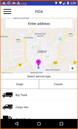 Pida  App freight, haul, load, cargo, or courier screenshot