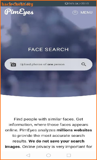 PimEyes Face search screenshot