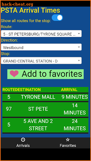 Pinellas County PSTA Bus Tracker screenshot