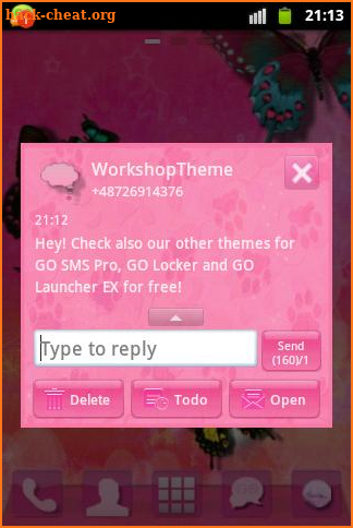 Pink 2 GO SMS PRO Theme screenshot