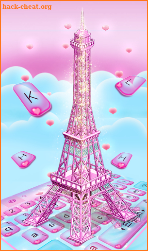 Pink 3D Paris Eiffel Tower Keyboard Theme screenshot