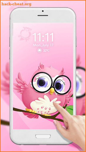Pink Anime Cute Owl 3D Live Lock Screen Wallpapers screenshot