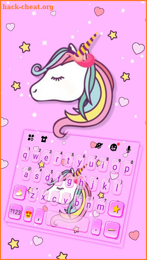 Pink Anime Unicorn Stars Keyboard Theme screenshot