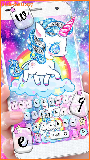 Pink Baby Unicorn Keyboard Theme screenshot