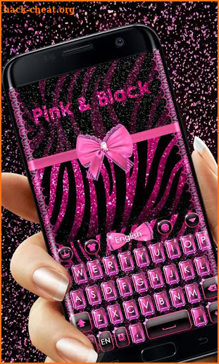 Pink-Black Bowknot GO Keyborad Theme screenshot