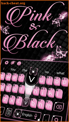Pink Black Butterfly Keyboard Theme screenshot