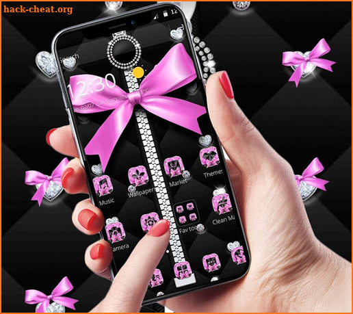 Pink Black Minny Bowknot Theme screenshot