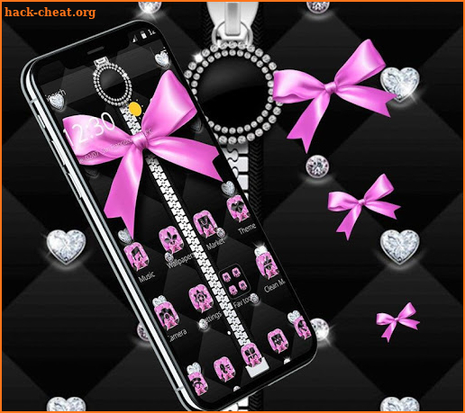 Pink Black Minny Bowknot Theme screenshot