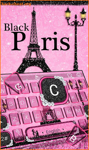 Pink Black Paris Keyboard Theme screenshot