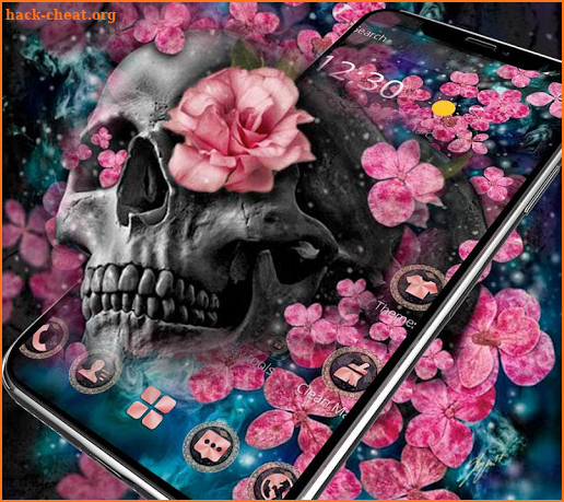 Pink Blossom Skull Theme screenshot