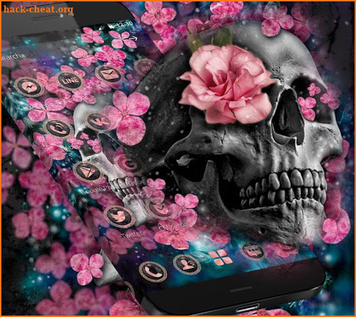 Pink Blossom Skull Theme screenshot