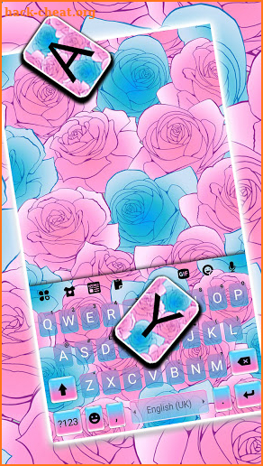 Pink Blue Rose Keyboard Background screenshot